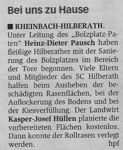 Reparatur Bolzplatz Hilberath